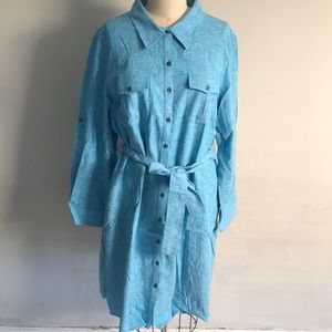 Dialogue Tie Waist Shirt Dress & Tank